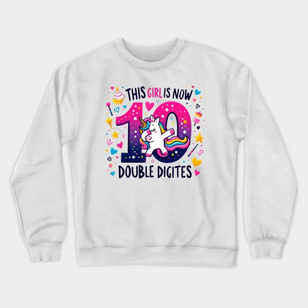 10 Years Old girl Birthday Crewneck Sweatshirt by JHFANART